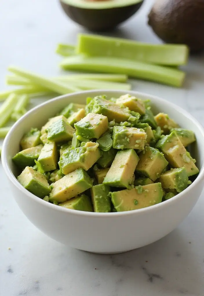30 Avocado Salad Recipes That Are Creamy and Fresh - 25. Avocado and Celery Salad