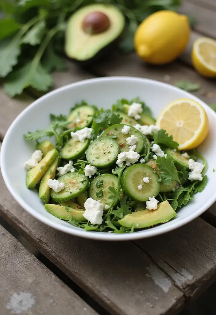 30 Avocado Salad Recipes That Are Creamy and Fresh - 5. Avocado, Cucumber, and Feta Salad