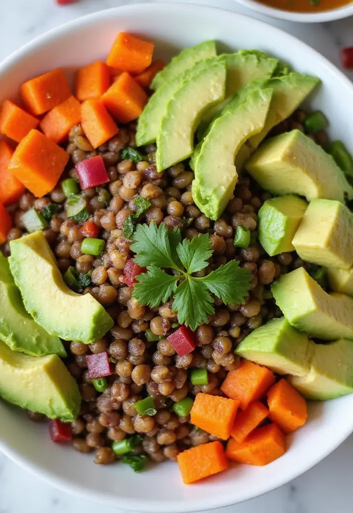 30 Avocado Salad Recipes That Are Creamy and Fresh - 7. Avocado and Lentil Salad