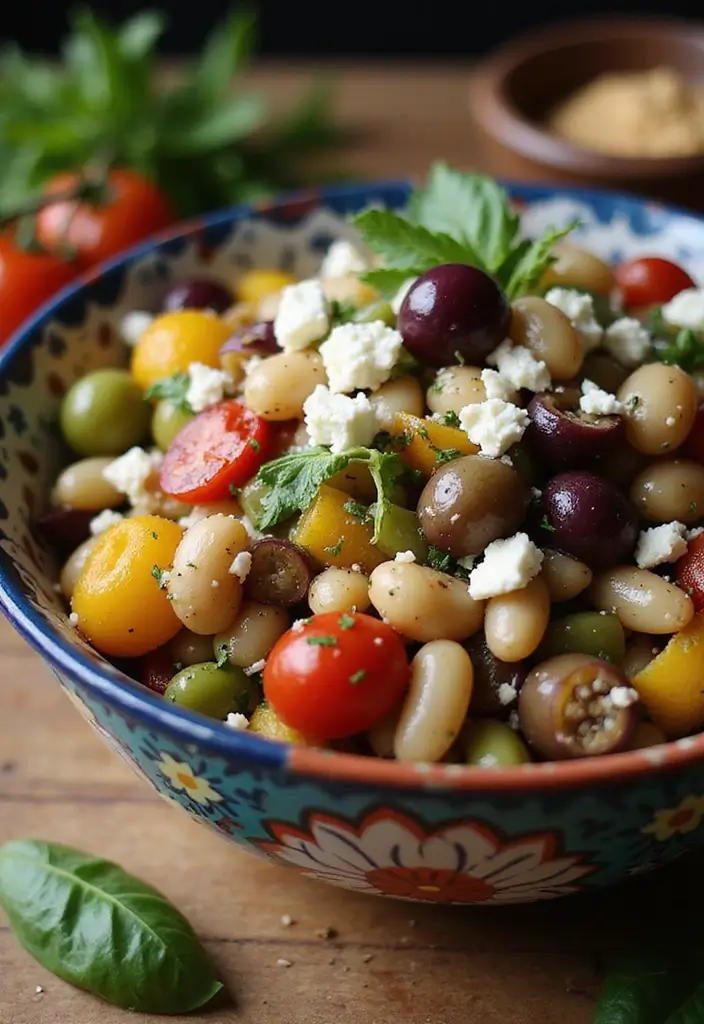 30 Bean Salad Recipes for Healthy Hearty Bowls - 18. Bean Salad with Olives and Feta
