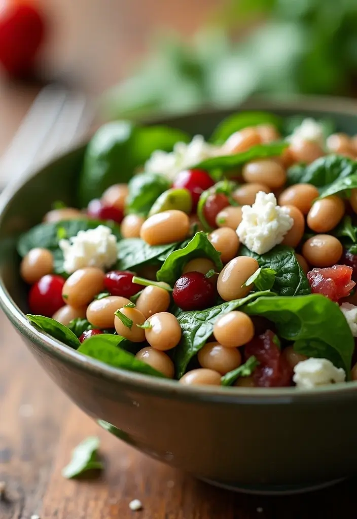 30 Bean Salad Recipes for Healthy Hearty Bowls - 26. Bean Salad with Spinach and Feta