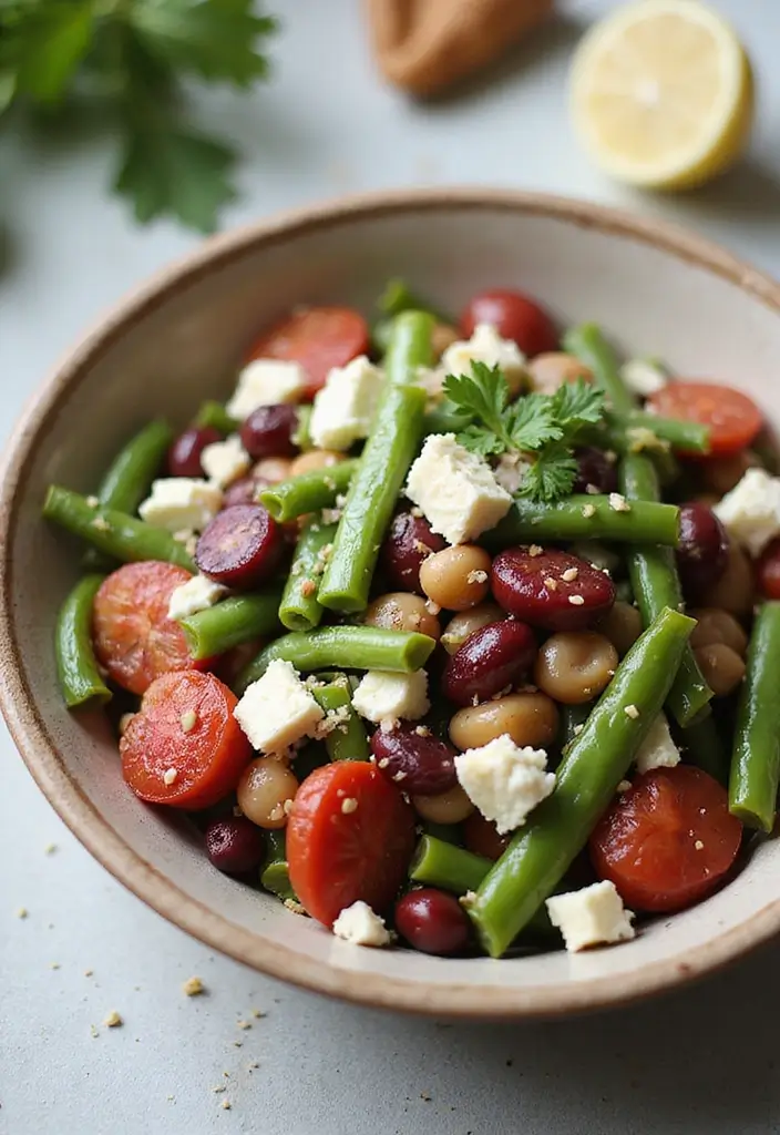 30 Bean Salad Recipes for Healthy Hearty Bowls - 3. Greek Three Bean Salad