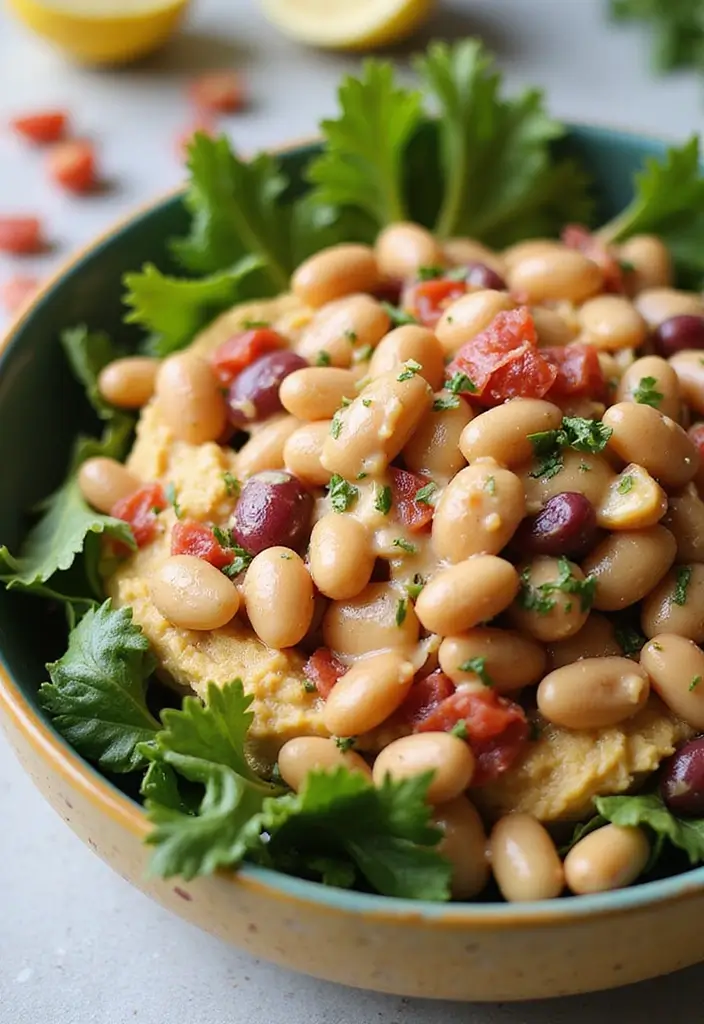 30 Bean Salad Recipes for Healthy Hearty Bowls - 30. Bean Salad with Hummus Dressing