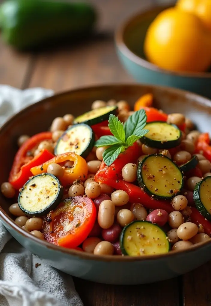 30 Bean Salad Recipes for Healthy Hearty Bowls - 6. Roasted Vegetable and Bean Salad