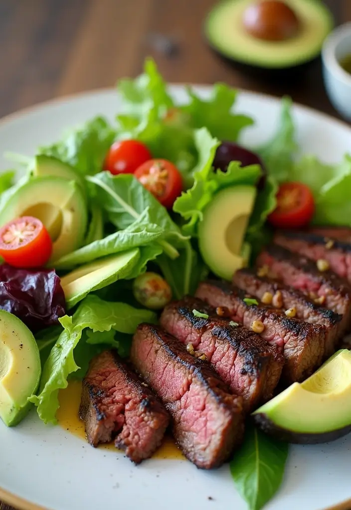 30 Beef Salad Recipes That Are Hearty and Delicious - 1. Grilled Steak Salad with Avocado Dressing