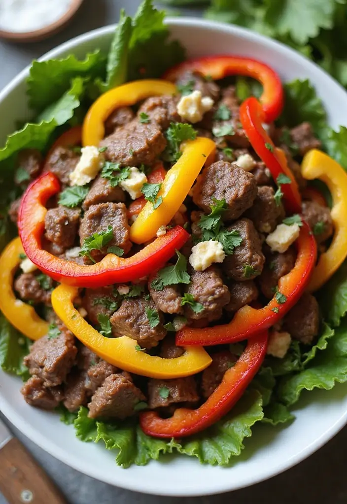 30 Beef Salad Recipes That Are Hearty and Delicious - 23. Beef and Bell Pepper Salad