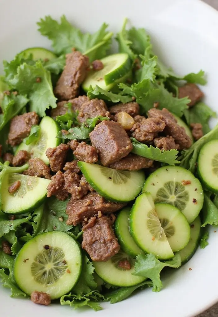 30 Beef Salad Recipes That Are Hearty and Delicious - 24. Beef and Cucumber Salad