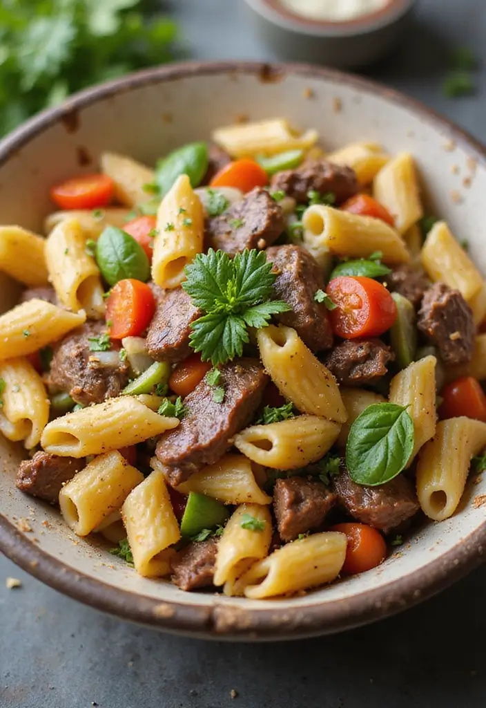 30 Beef Salad Recipes That Are Hearty and Delicious - 27. Beef and Pasta Salad
