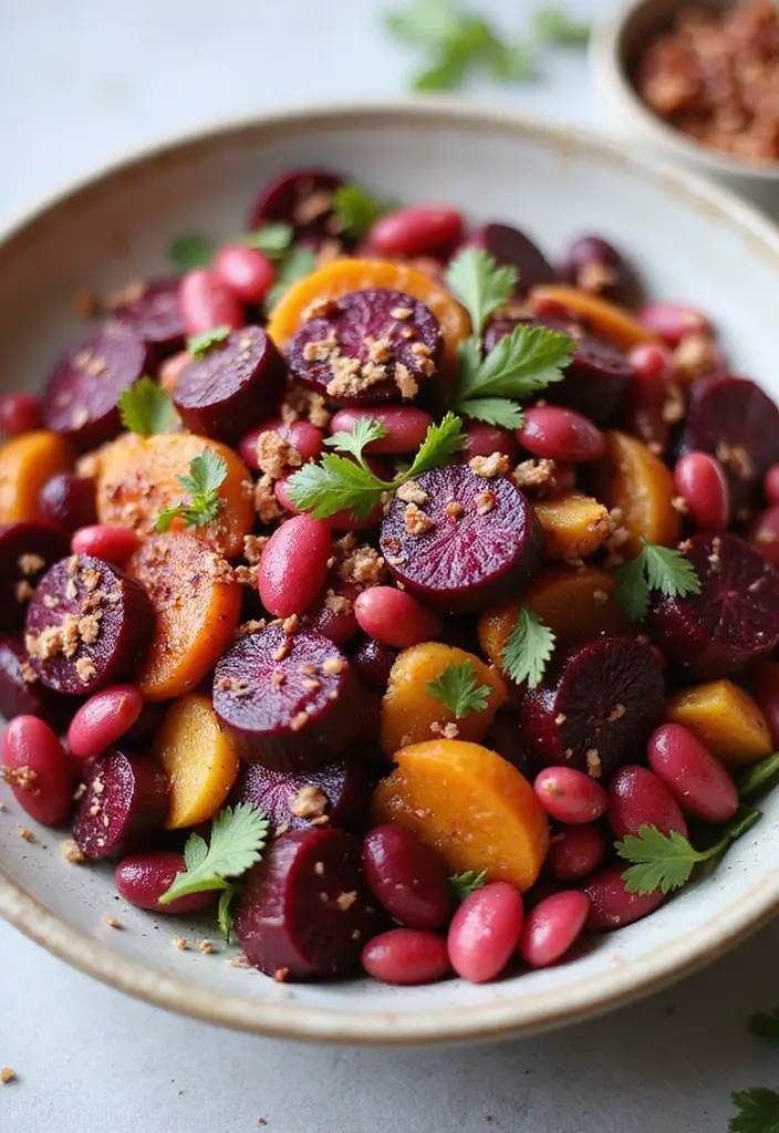 30 Beetroot Salad Recipes Full of Color and Flavor - 21. Beetroot and Bean Salad