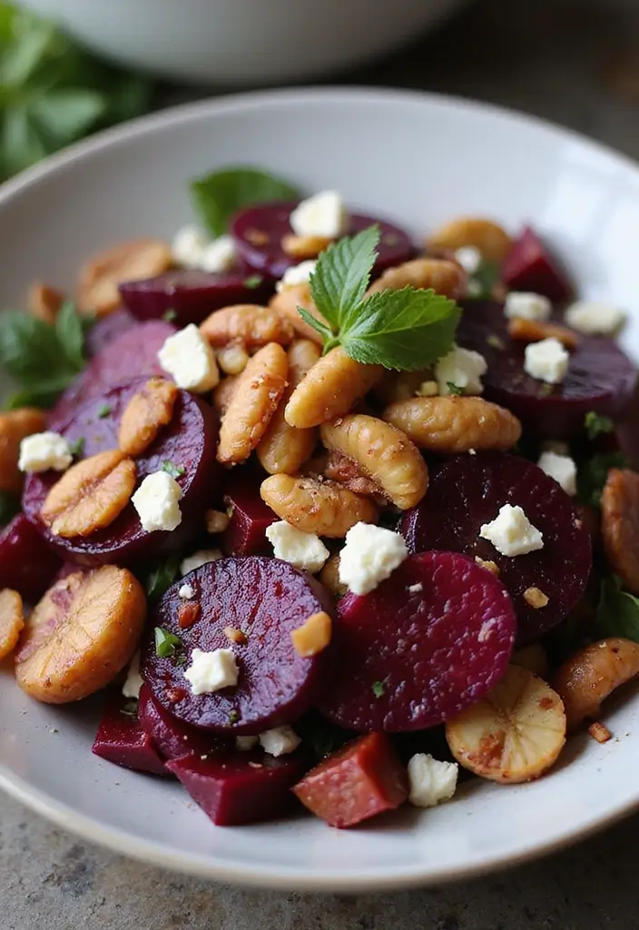 30 Beetroot Salad Recipes Full of Color and Flavor - 23. Beetroot Salad with Cheese and Nuts