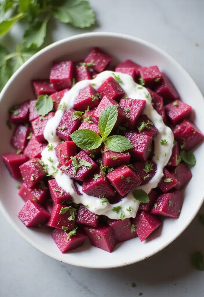 30 Beetroot Salad Recipes Full of Color and Flavor - 30. Creamy Beetroot Salad with Yogurt Dressing