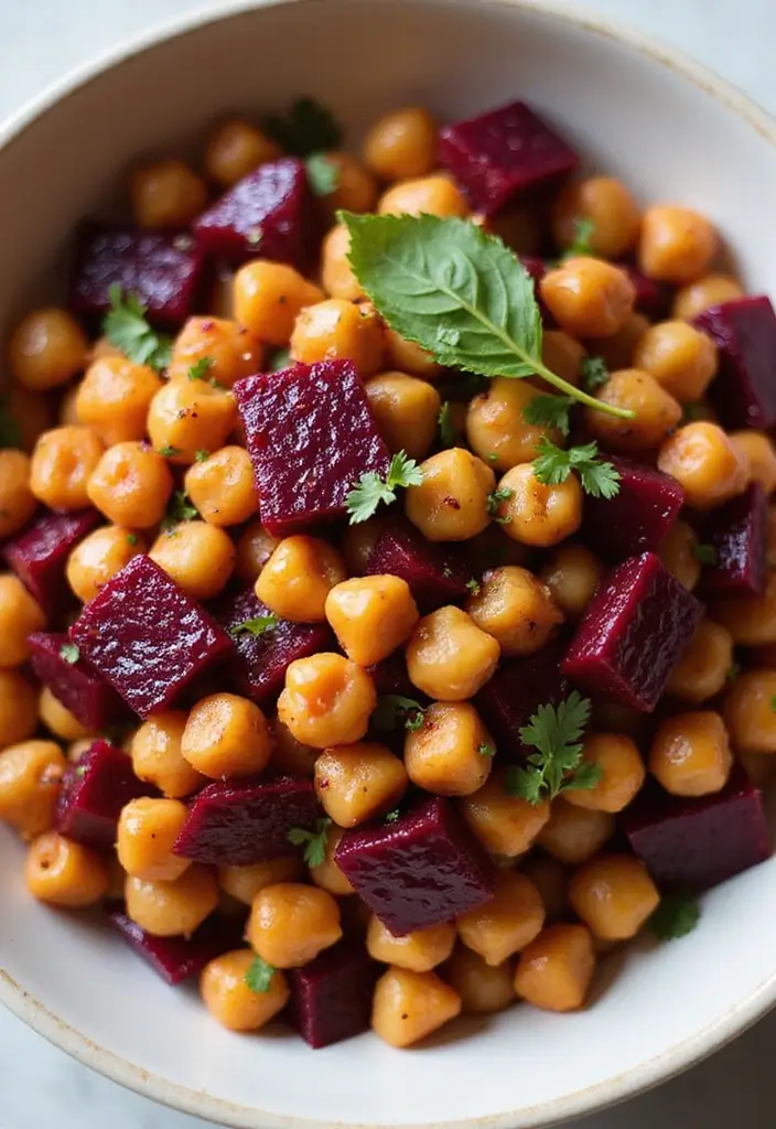 30 Beetroot Salad Recipes Full of Color and Flavor - 5. Spicy Beetroot and Chickpea Salad