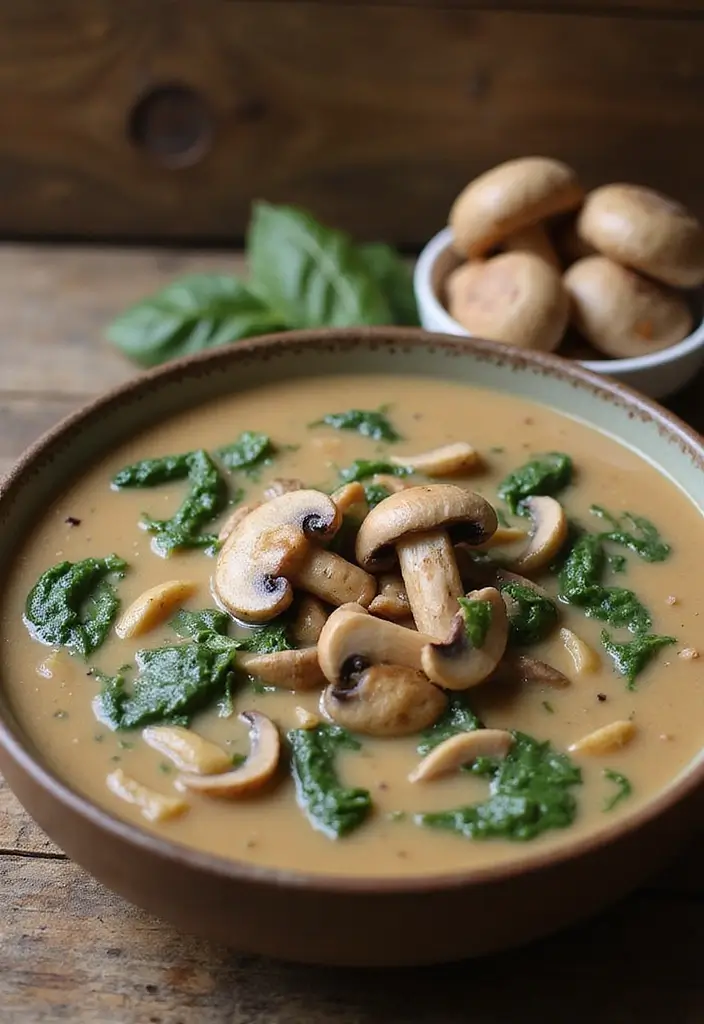 30 Blended Soup Recipes for Smooth Silky Comfort 186 30 Blended Soup Recipes for Smooth Silky Comfort - 28. Creamy Mushroom and Spinach Soup