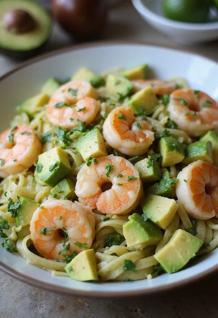 30 Bowtie Pasta Salad Recipes That Steal the Show - 23. Shrimp and Avocado Bowtie Pasta Salad