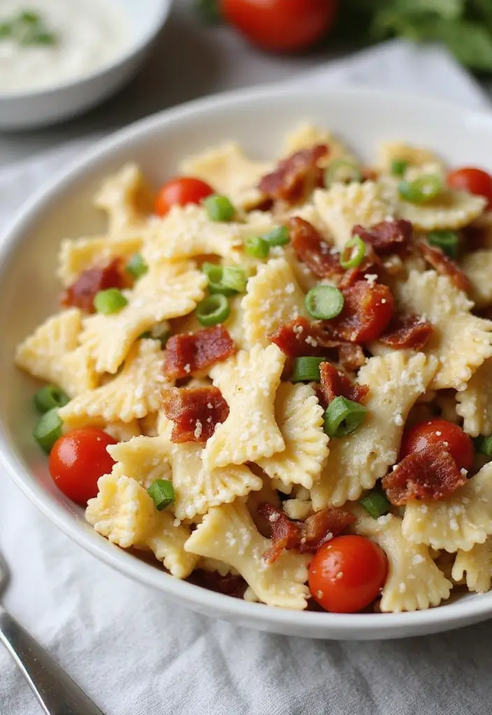 30 Bowtie Pasta Salad Recipes That Steal the Show - 24. Bacon Ranch Bowtie Pasta Salad