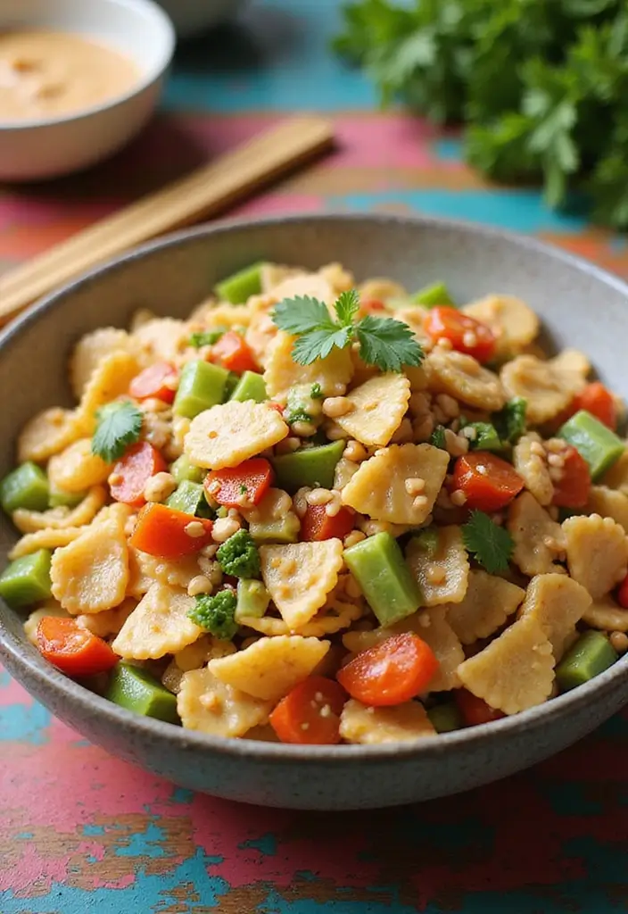 30 Bowtie Pasta Salad Recipes That Steal the Show - 25. Thai Peanut Bowtie Pasta Salad