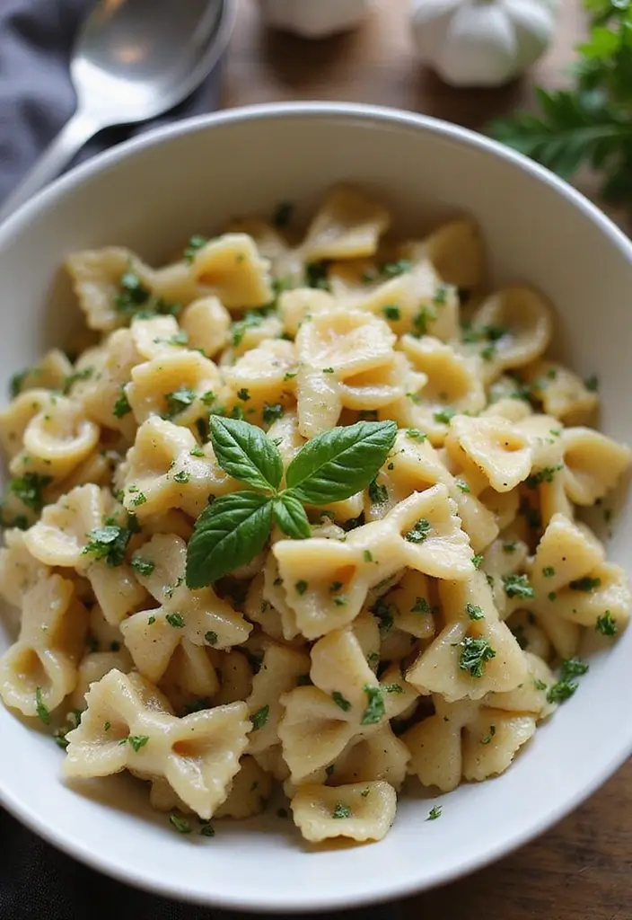 30 Bowtie Pasta Salad Recipes That Steal the Show - 28. Garlic and Herb Bowtie Pasta Salad