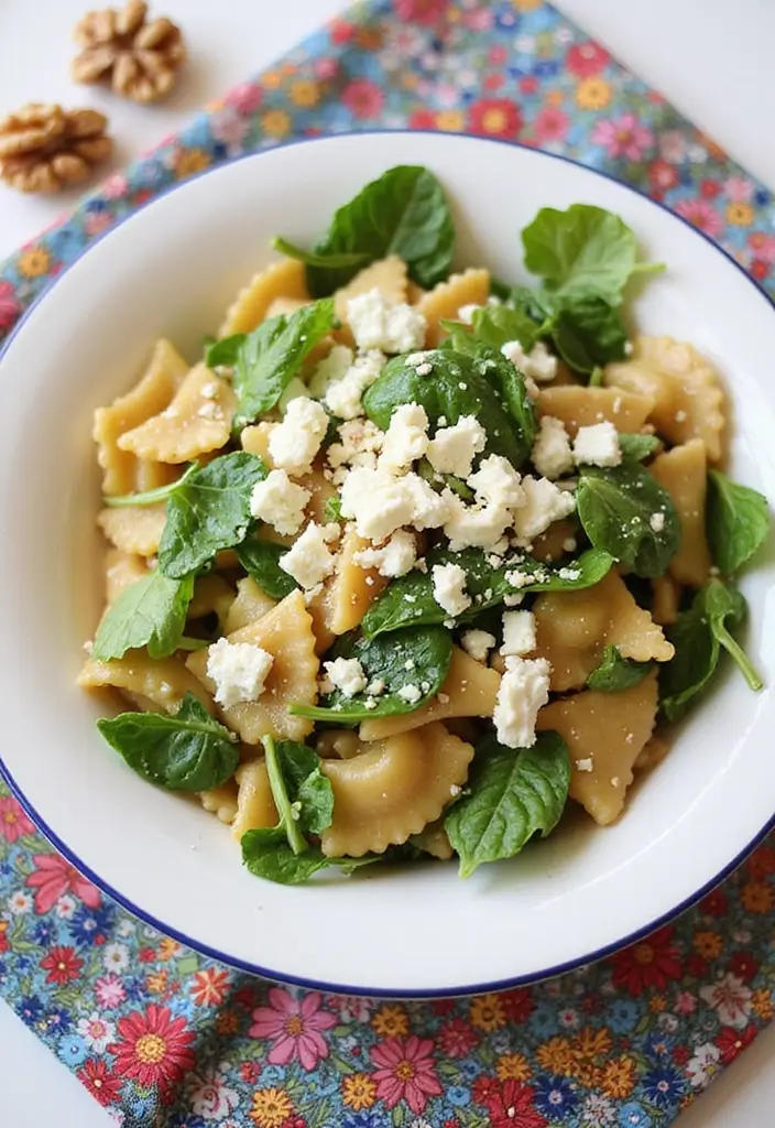 30 Bowtie Pasta Salad Recipes That Steal the Show - 5. Spinach and Feta Bowtie Pasta Salad