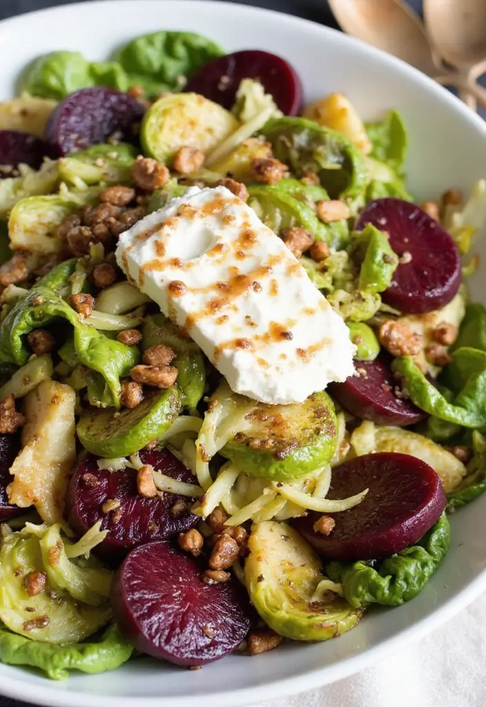 30 Brussels Sprout Salad Recipes for Crunchy Goodness - 15. Brussels Sprout Salad with Beets and Goat Cheese