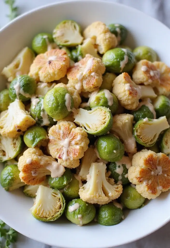 30 Brussels Sprout Salad Recipes for Crunchy Goodness - 16. Brussels Sprout Salad with Cauliflower and Tahini