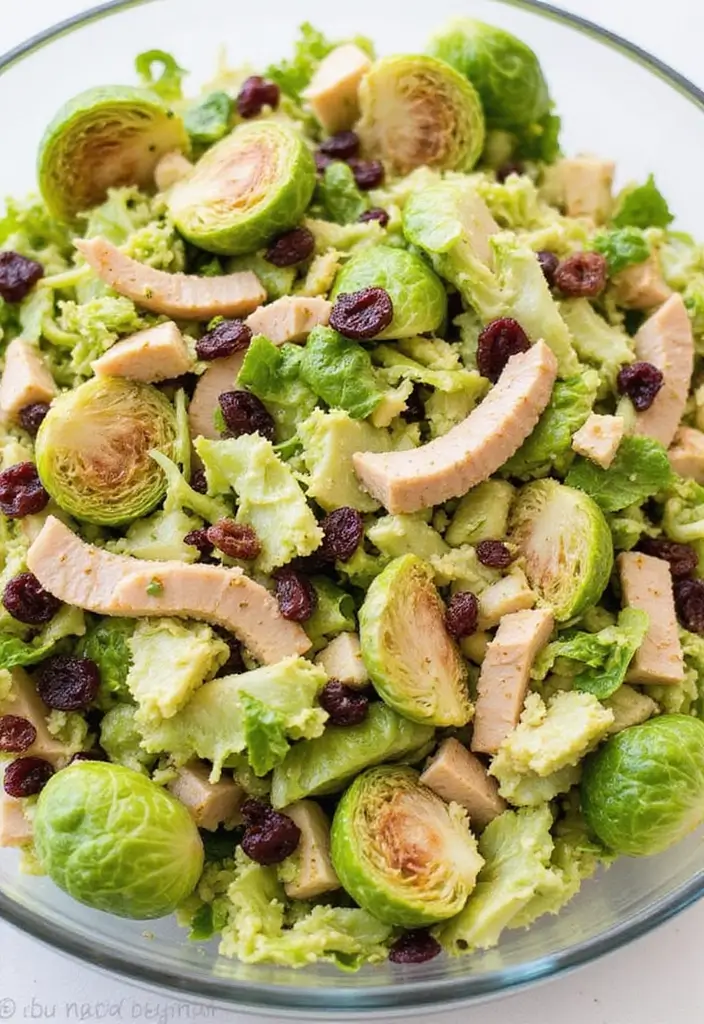 30 Brussels Sprout Salad Recipes for Crunchy Goodness - 20. Brussels Sprout Salad with Turkey and Cranberry