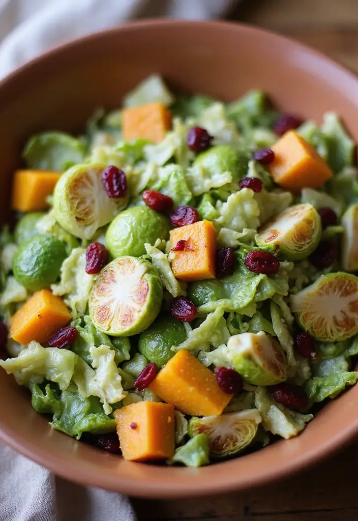 30 Brussels Sprout Salad Recipes for Crunchy Goodness - 26. Brussels Sprout Salad with Butternut Squash and Cranberries