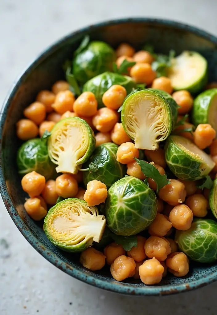 30 Brussels Sprout Salad Recipes for Crunchy Goodness - 9. Brussels Sprout and Chickpea Salad with Tahini Dressing