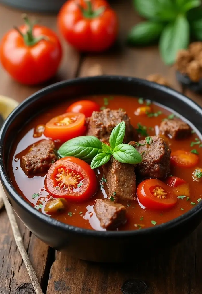 30 Carnivore Soup Recipes Packed with Protein - 12. Tomato Basil Beef Stew