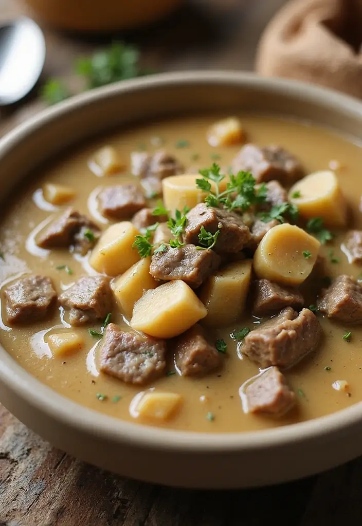 30 Carnivore Soup Recipes Packed with Protein - 13. Beef Stroganoff Soup
