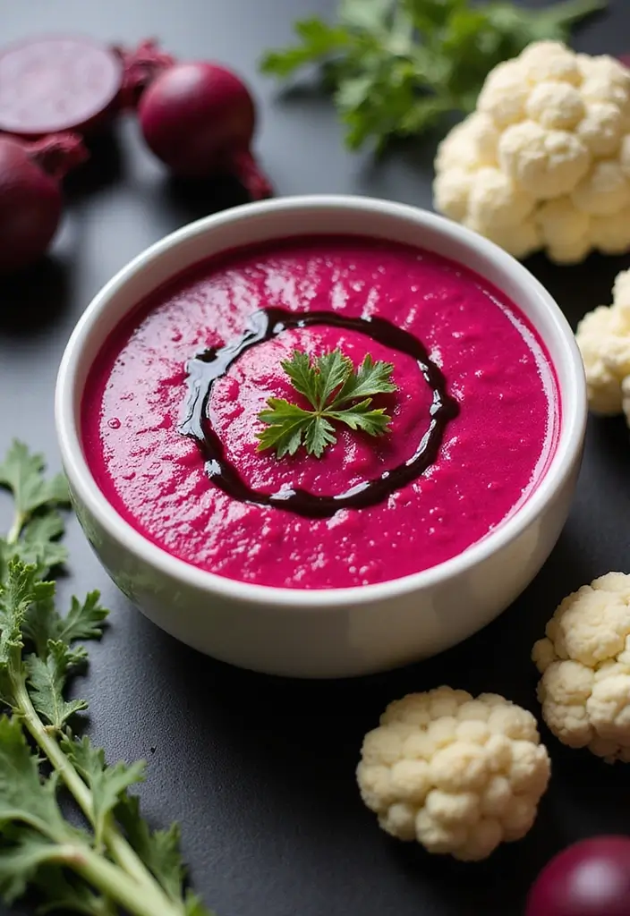 30 Cauliflower Soup Recipes That Are Creamy and Healthy - 11. Beet and Cauliflower Soup