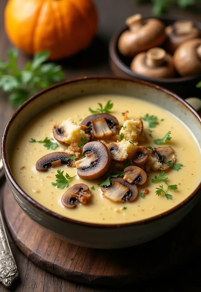 30 Cauliflower Soup Recipes That Are Creamy and Healthy - 14. Cauliflower and Mushroom Soup