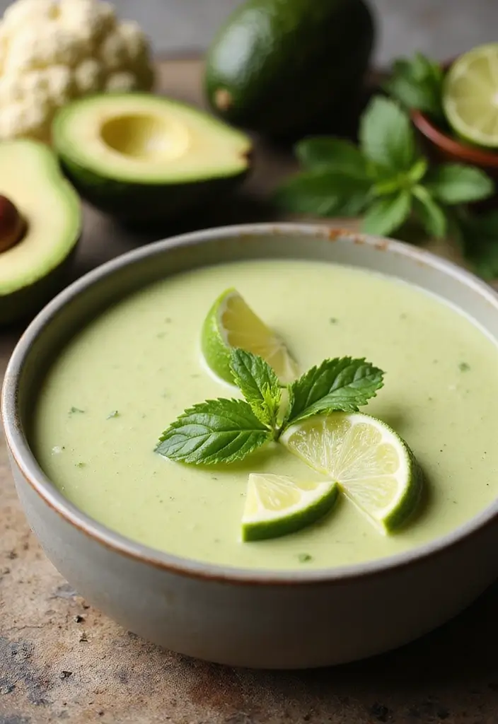 30 Cauliflower Soup Recipes That Are Creamy and Healthy - 16. Cauliflower and Avocado Soup