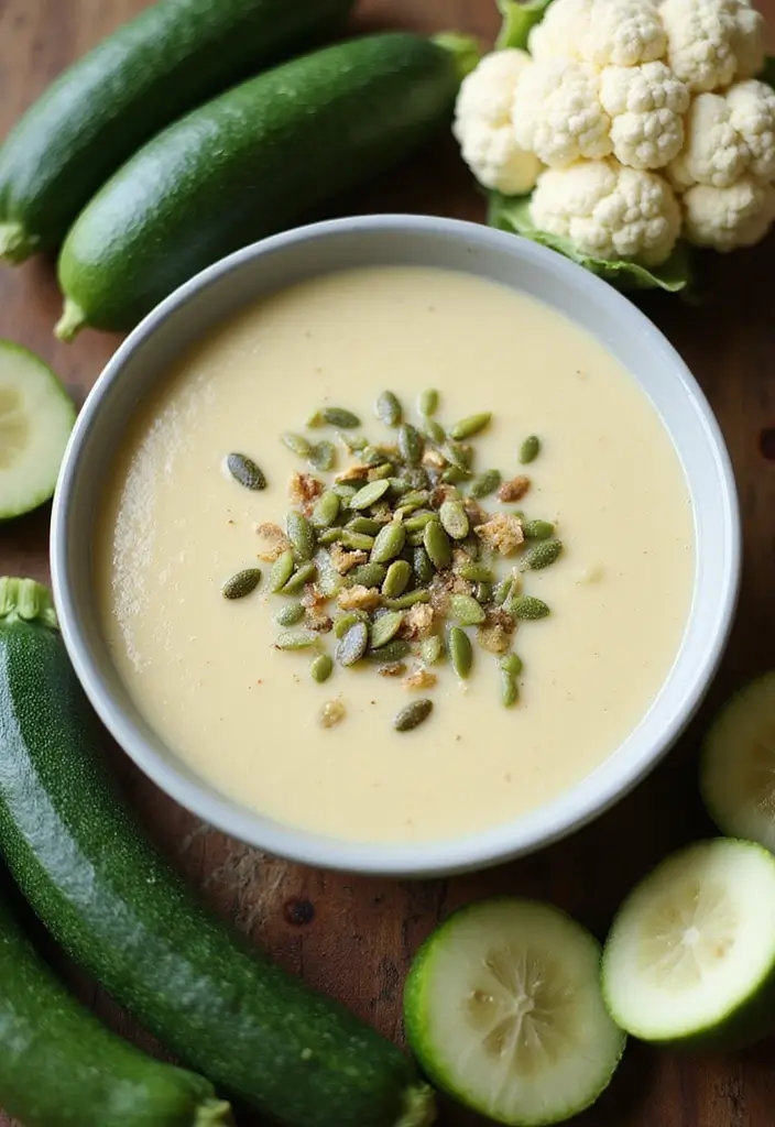 30 Cauliflower Soup Recipes That Are Creamy and Healthy - 17. Cauliflower and Zucchini Soup