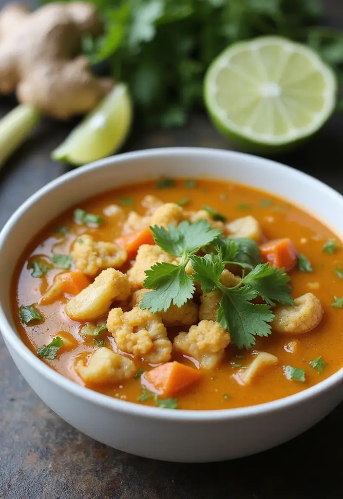 30 Cauliflower Soup Recipes That Are Creamy and Healthy - 20. Thai Cauliflower Soup