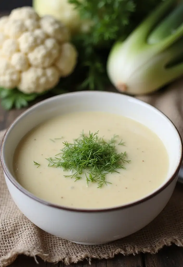 30 Cauliflower Soup Recipes That Are Creamy and Healthy - 22. Cauliflower and Fennel Soup