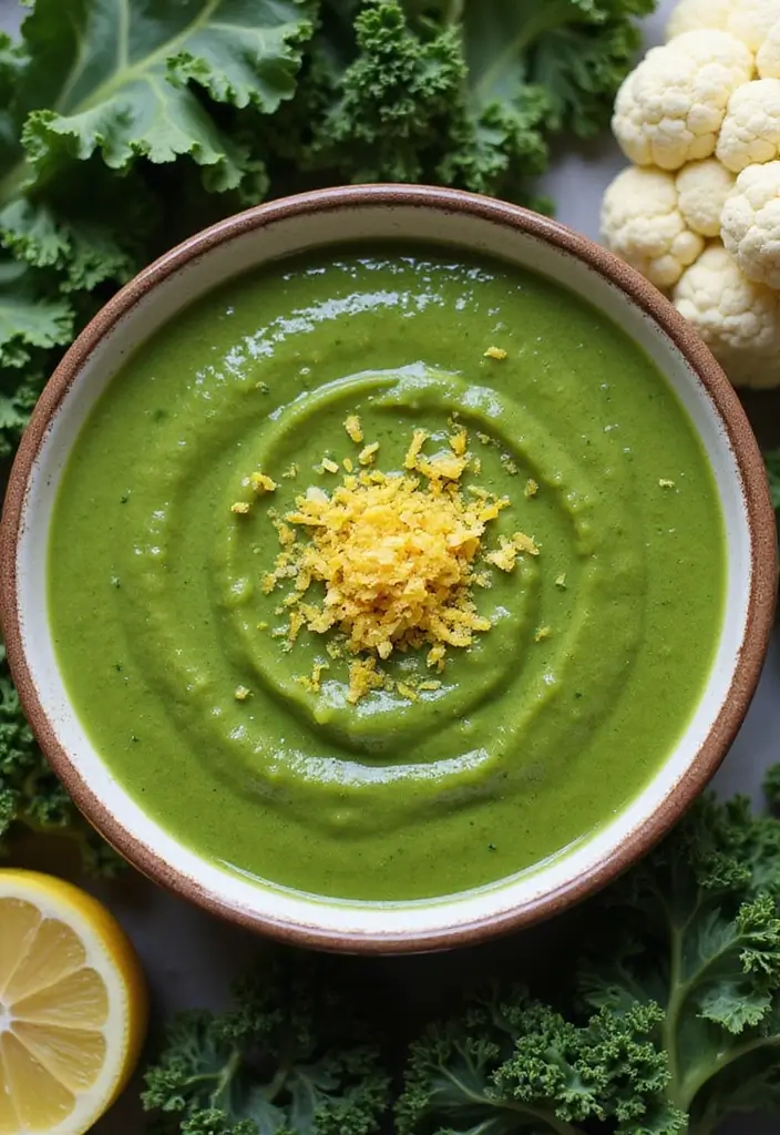 30 Cauliflower Soup Recipes That Are Creamy and Healthy - 24. Cauliflower and Kale Soup
