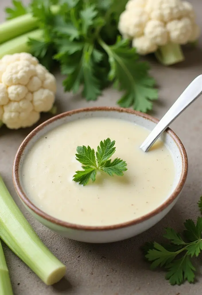 30 Cauliflower Soup Recipes That Are Creamy and Healthy - 25. Cauliflower and Celery Soup