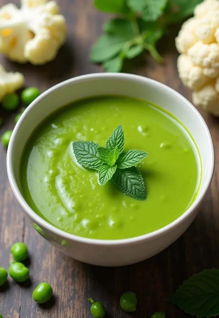 30 Cauliflower Soup Recipes That Are Creamy and Healthy - 26. Cauliflower and Green Pea Soup