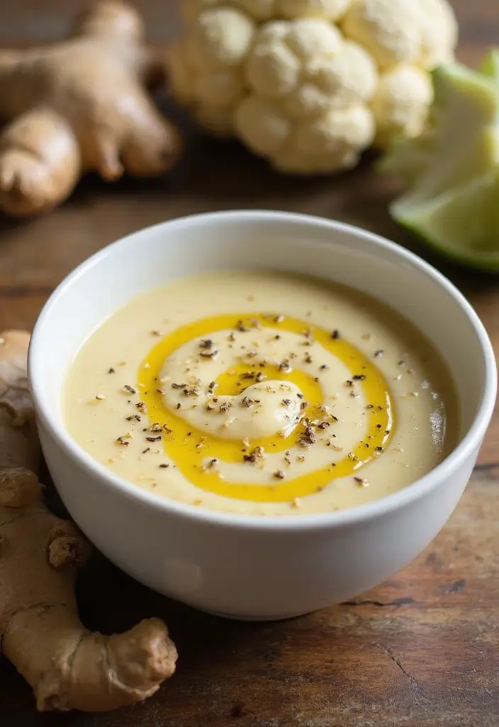30 Cauliflower Soup Recipes That Are Creamy and Healthy - 27. Cauliflower and Ginger Soup