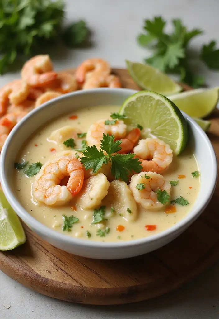 30 Cauliflower Soup Recipes That Are Creamy and Healthy - 28. Coconut Shrimp Cauliflower Soup