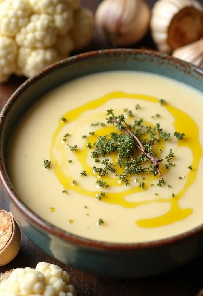 30 Cauliflower Soup Recipes That Are Creamy and Healthy - 3. Roasted Garlic Cauliflower Soup