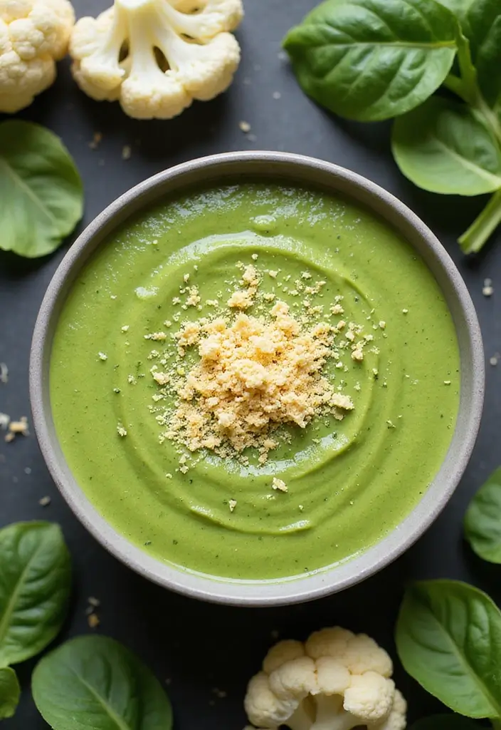 30 Cauliflower Soup Recipes That Are Creamy and Healthy - 5. Creamy Cauliflower and Spinach Soup