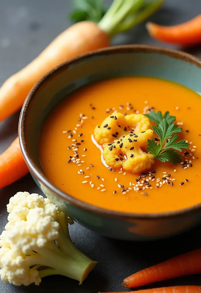 30 Cauliflower Soup Recipes That Are Creamy and Healthy - 9. Cauliflower and Carrot Soup