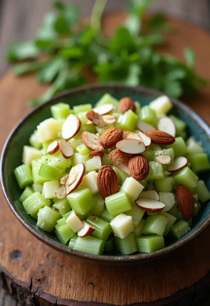 30 Celery Salad Recipes That Are Crisp and Refreshing - 23. Celery and Sliced Almond Salad
