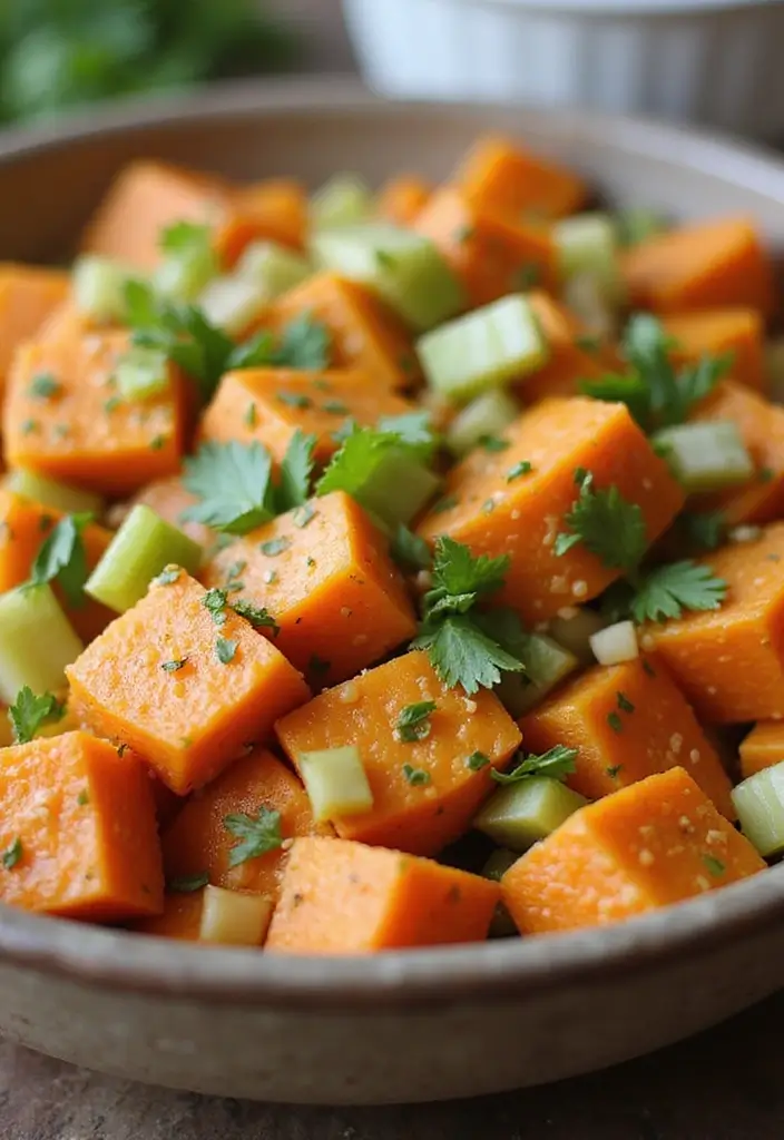 30 Celery Salad Recipes That Are Crisp and Refreshing - 25. Celery and Sweet Potato Salad