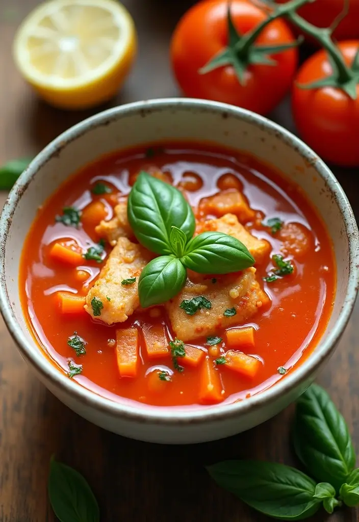 30 Chicken Broth Soup Recipes That Heal and Nourish - 29. Chicken and Tomato Basil Soup
