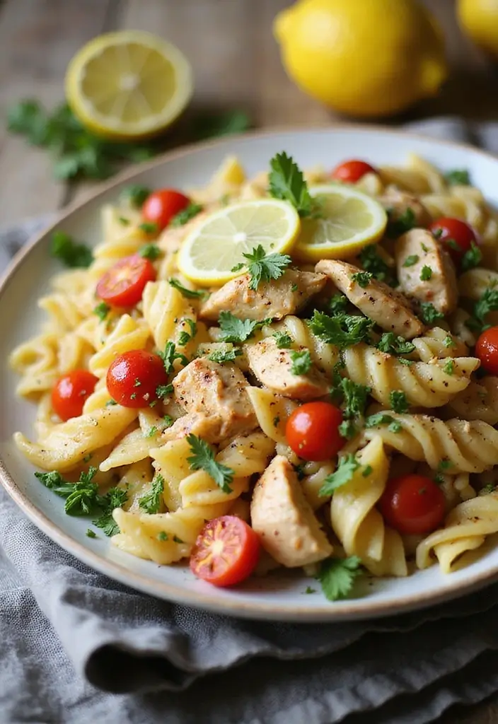 30 Chicken Pasta Salad Recipes for Easy Dinners - 10. Lemon Garlic Chicken Pasta Salad