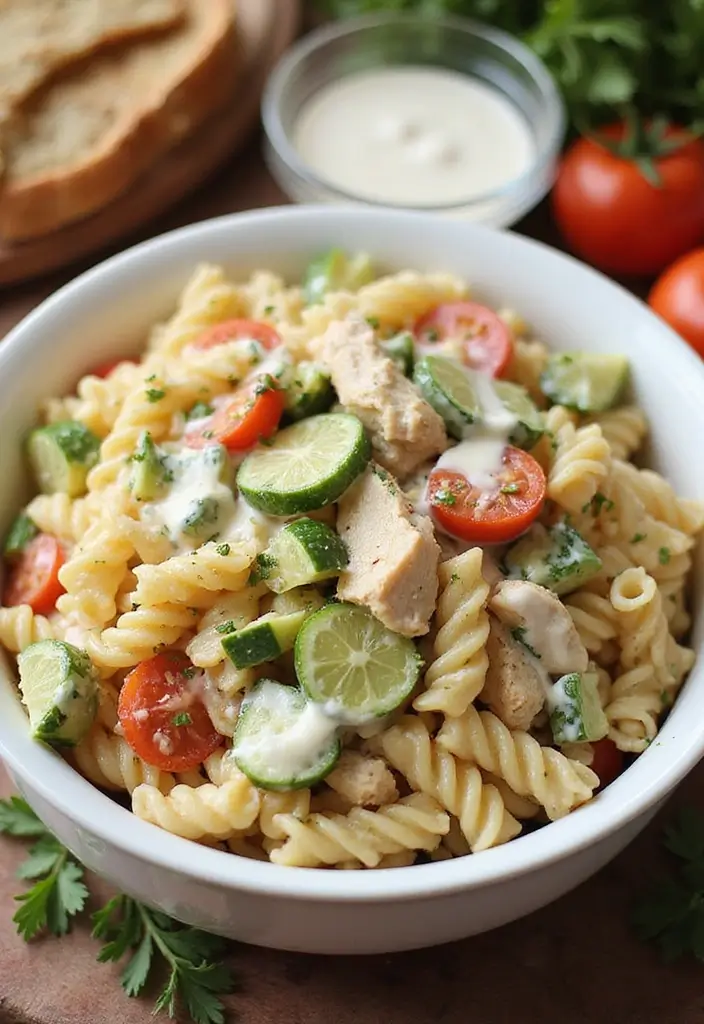 30 Chicken Pasta Salad Recipes for Easy Dinners - 12. Ranch Chicken Pasta Salad