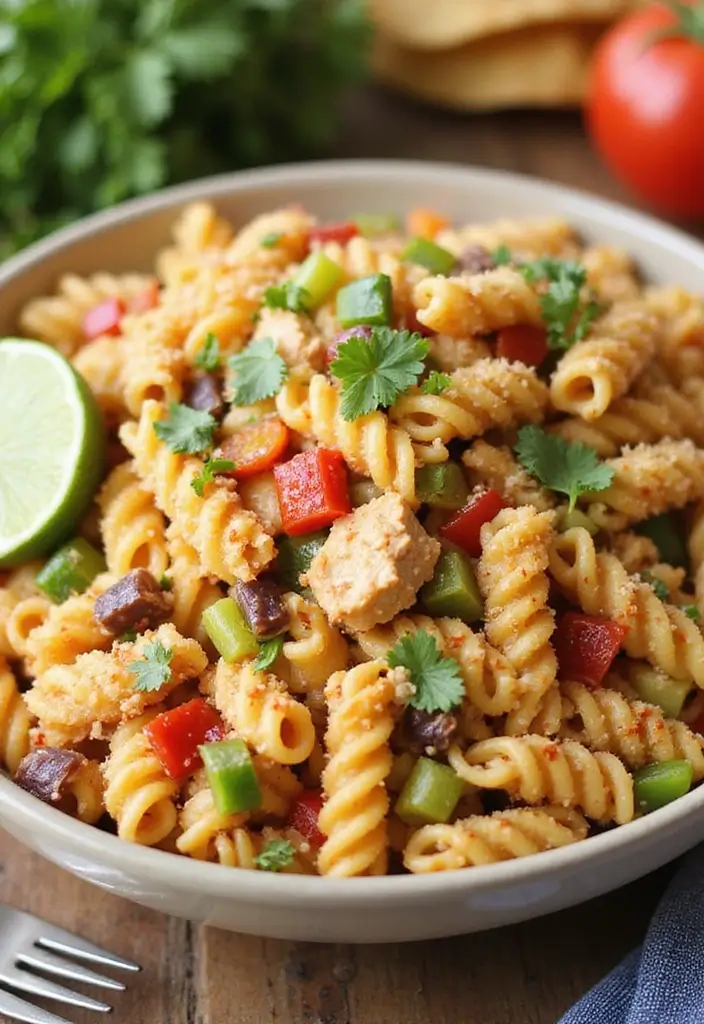 30 Chicken Pasta Salad Recipes for Easy Dinners - 14. Taco Chicken Pasta Salad