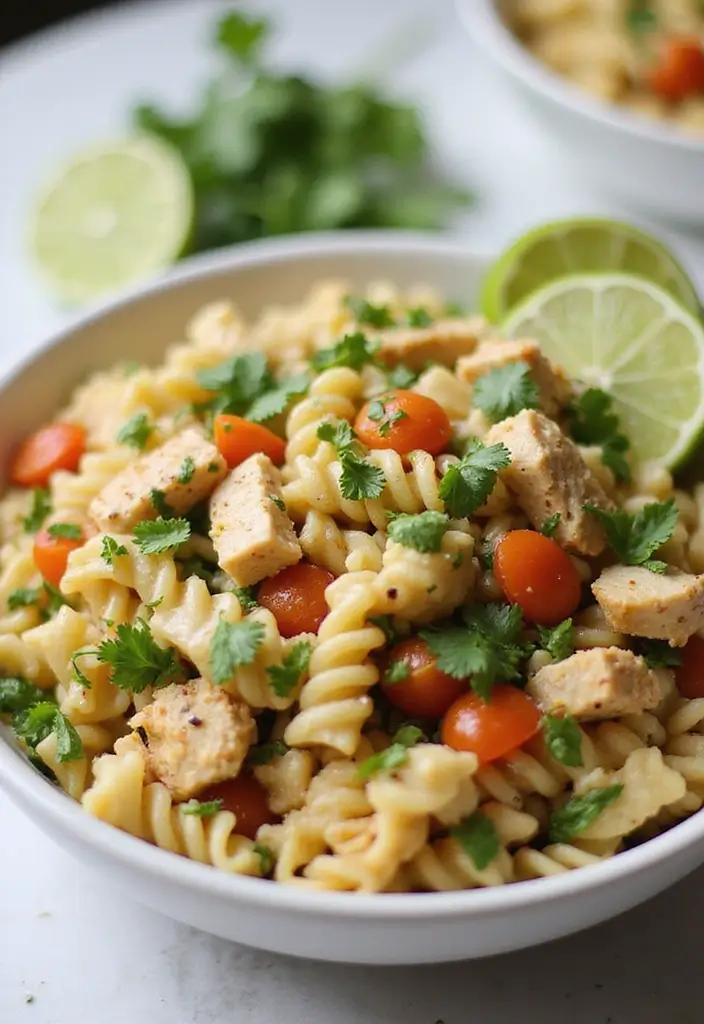 30 Chicken Pasta Salad Recipes for Easy Dinners - 18. Cilantro Lime Chicken Pasta Salad